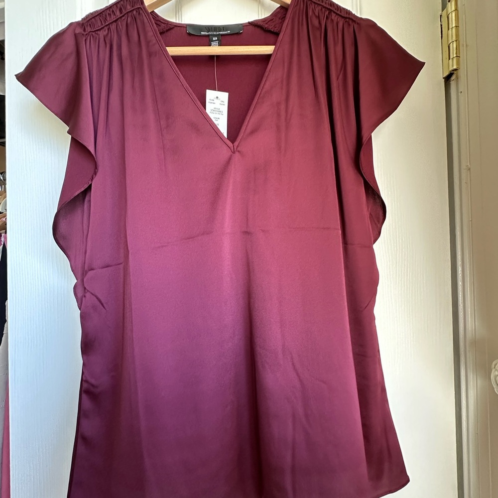 White House Black Market Burgundy Blouse